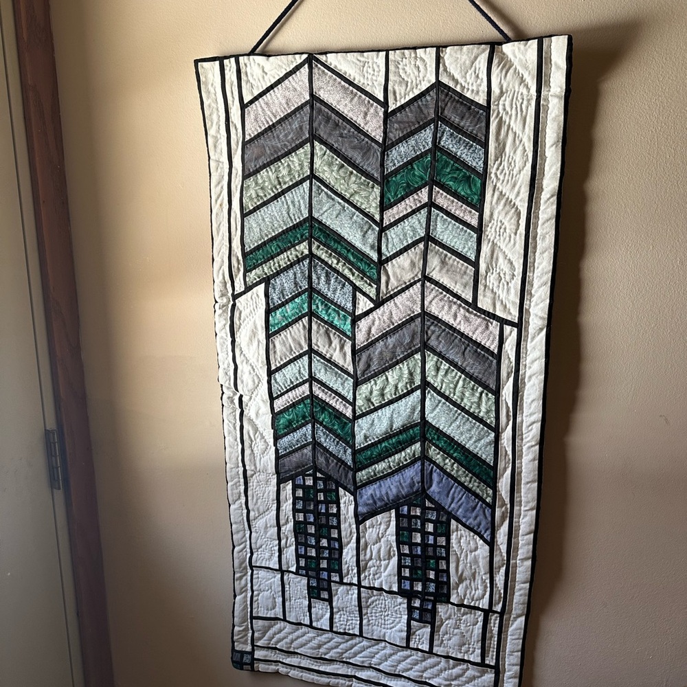 Hand made quilted geometric tree wall hanging